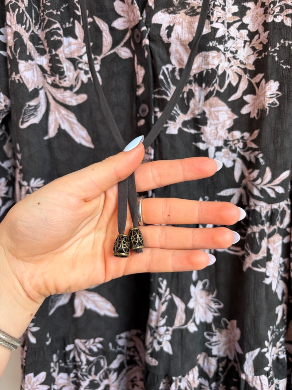 Free People Black Mini Dress with Pink Floral Print - Picture 5 of 6
